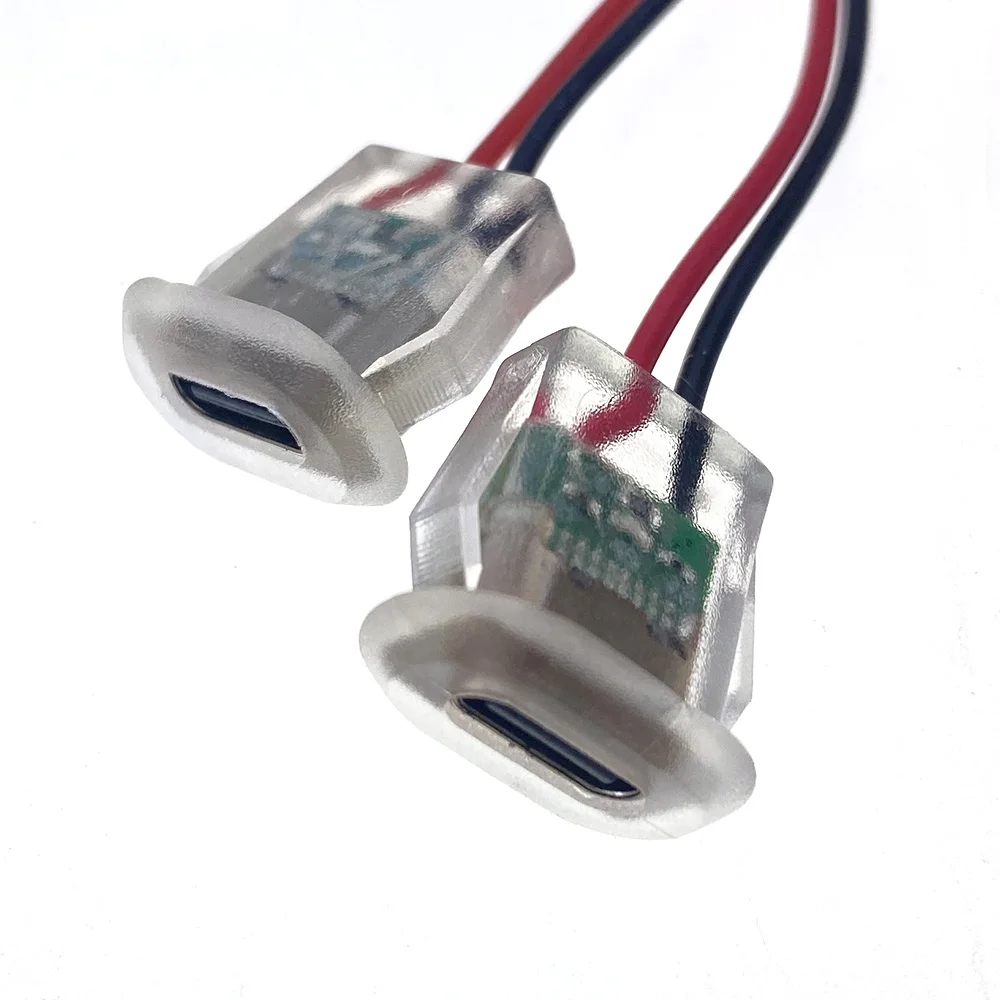 Conector Usb À Prova D'água, Direto Compressão Basis Soquete, Carregamento Interface Com Solda Fio Luzes Led, USB-C Type,2P 3a