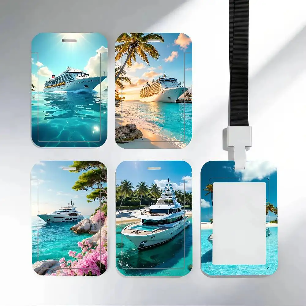 Luxury Cruise Patterns ID Badge Holder With Lanyard Neck Strap For Office School Name Card Credentials Case