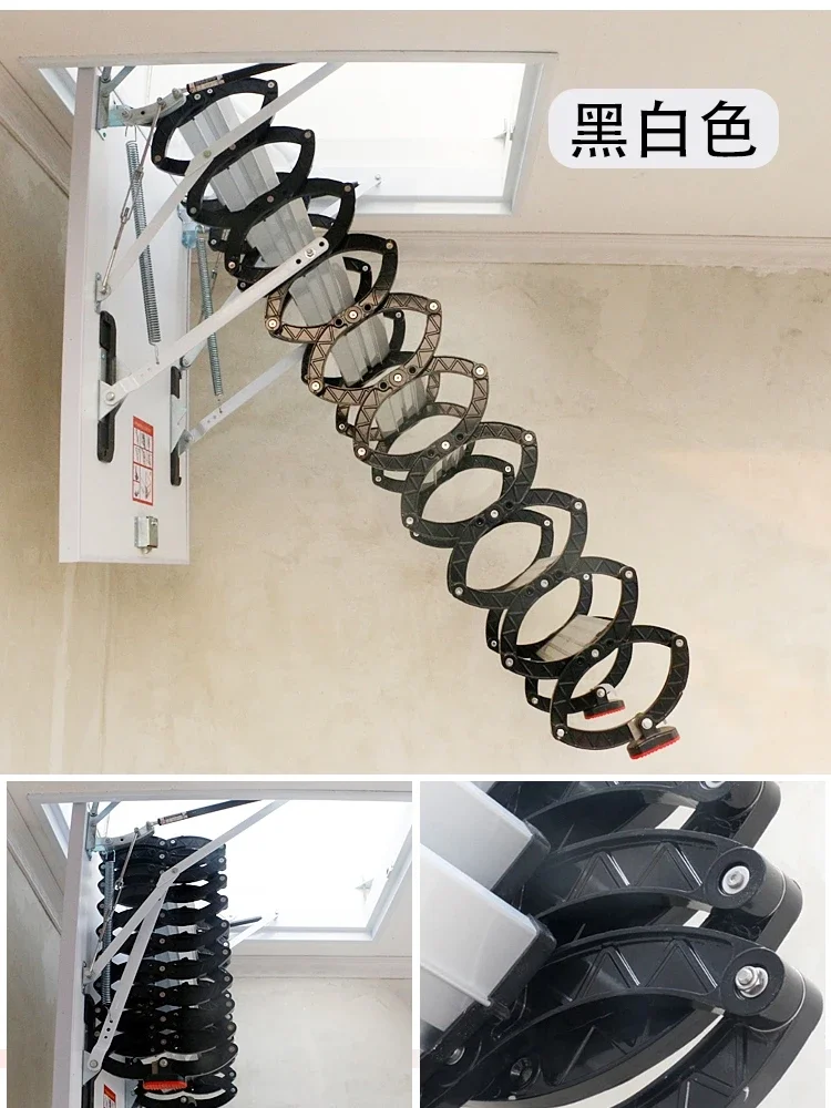 Thickened attic telescopic staircase household indoor electric duplex villa invisible lifting automatic folding extension ladder