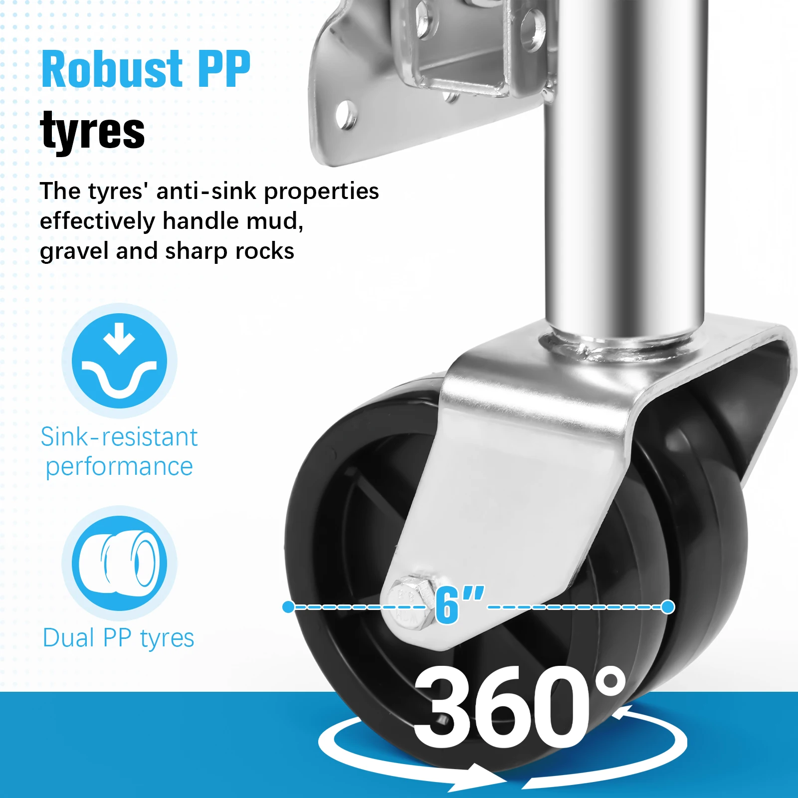 

2000 Lbs Trailer Jack with Dual Wheel 10 Inch Lift Marine Bolt-On Lift Roller Swivel Stand