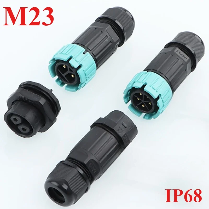 M23Waterproof aviation plugIP68 male and female pair waterproof connector2/3/4Pin weldingOutdoor rain-proof soaking0.5-4MM²