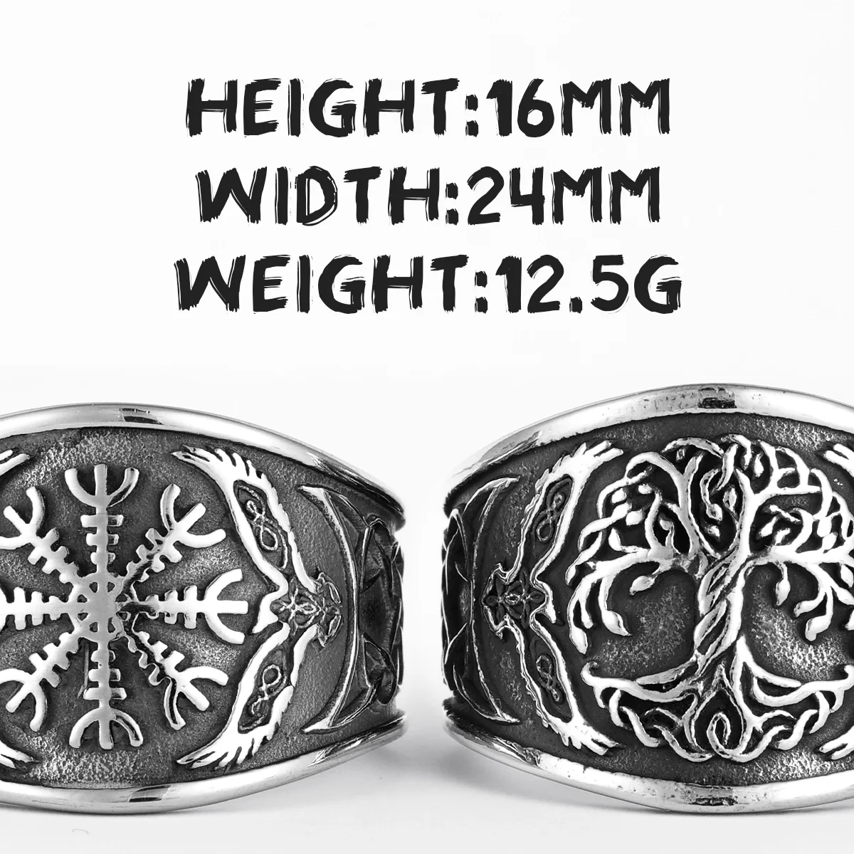 Viking Compass Sacred Tree Eagle Amulet Men Rings Stainless Steel Jewelry Punk Rock Fashion Accessories for Women Gift Wholesale