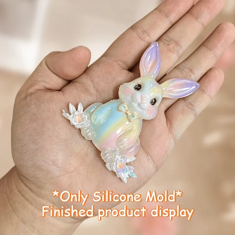 Lovely Rabbit Hanging Slice Silicone Mold, Handmade DIY Resin Gypsum Candle Crafts, Home Decor Ornaments, Christmas Gifts