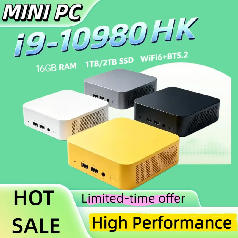 Fast Compact Mini PC Intel Core i9 10980HK 16GB RAM 1/2TB SSD Small Pocket Computer WIFI6 BT5.2 4K Desktop PC Gaming Computer
