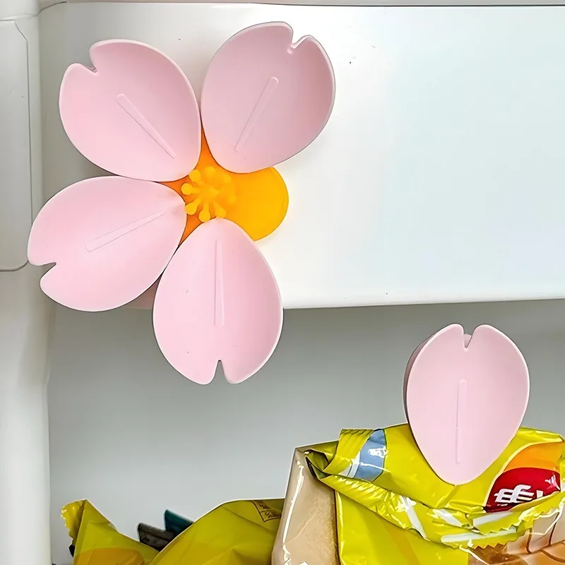Clip magnetiche Sakura, graziosi clip sigillanti per fiori per sacchetti per alimenti da frigorifero, clip sigillante 2 in 1 a forma di petalo e magnete da frigorifero