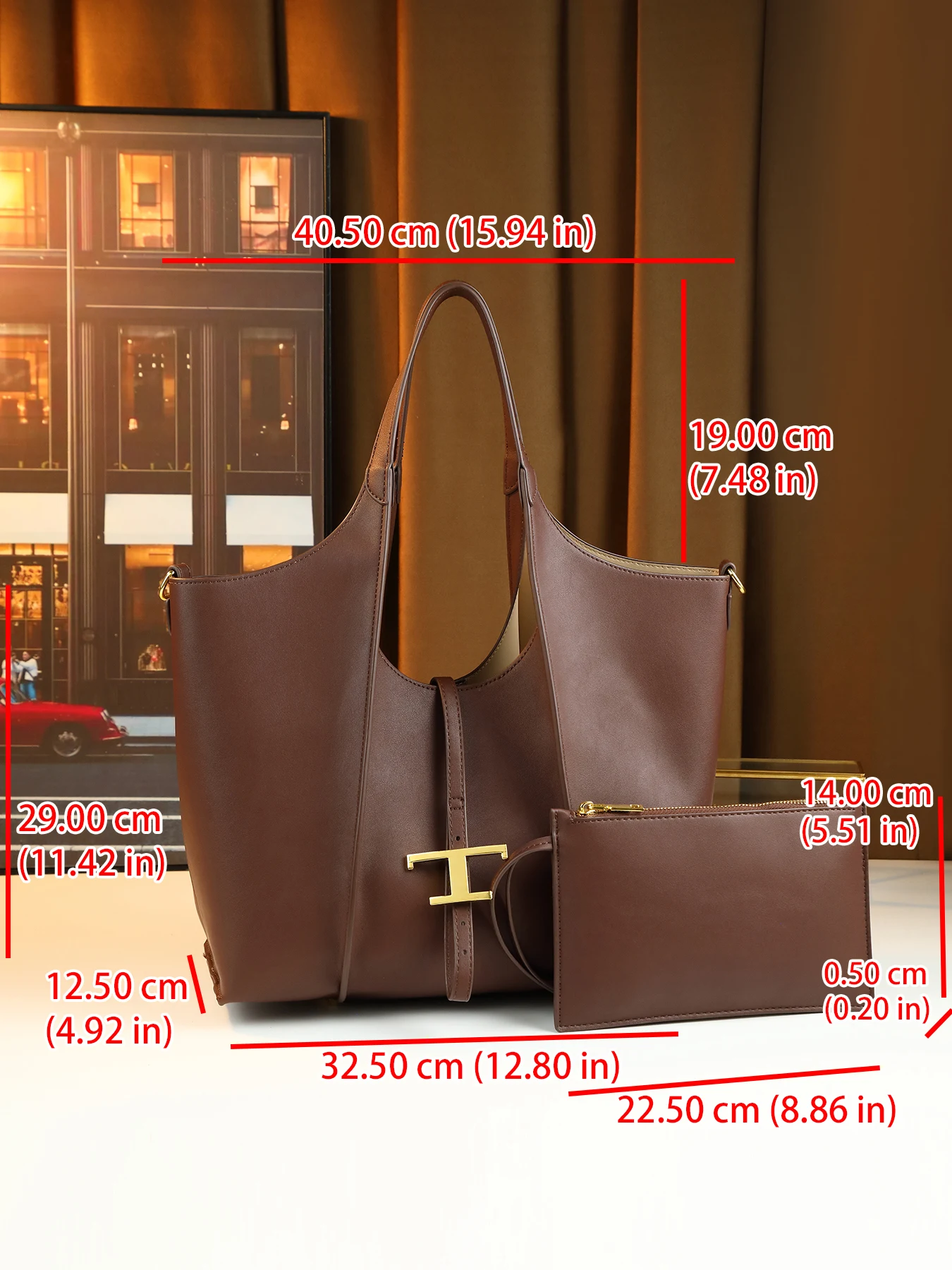 Cross-border new large-capacity handbag retro versatile single shoulder crossbody child and mother bag with T-shaped pendant