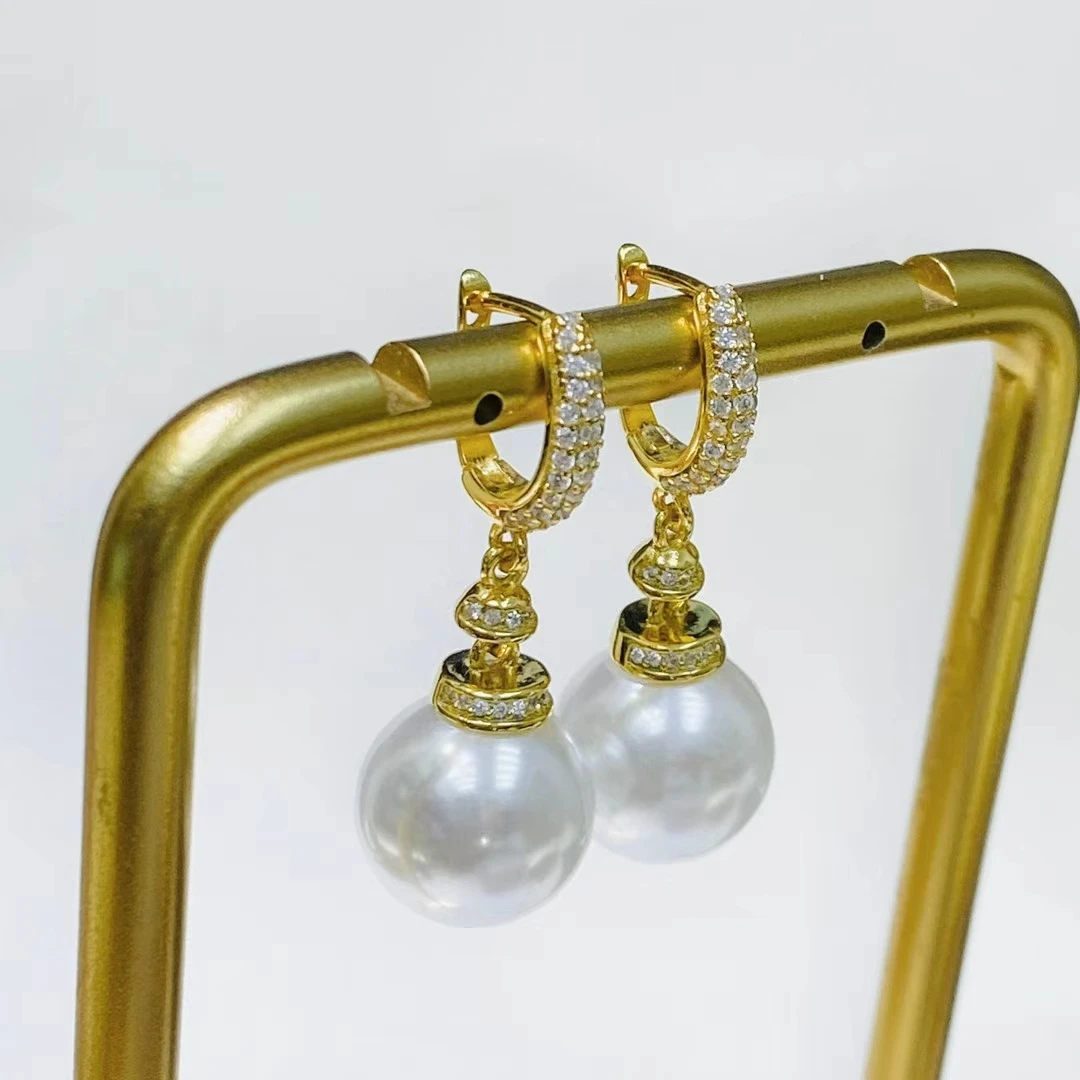 

Wholesale 925 Sterling Silver Drop Earrings Mount Findings Settings Base Mounting Parts Accessory for 11-12mm Pearls