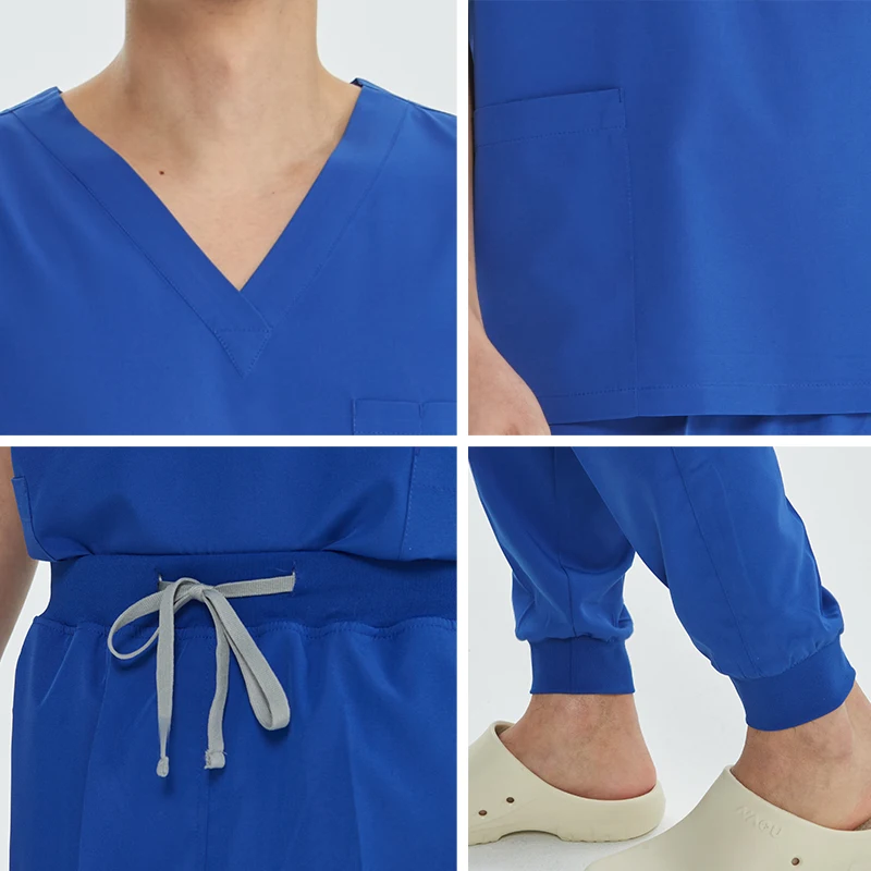 Basics V-neck Top Jogger Pant Surgeon Uniforms Dental Clinic Scrub Sets Doctor Nurse Uniforms Stretch Beautician Workwear S21