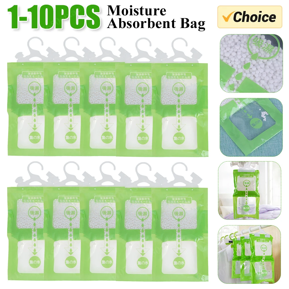 1/2/5/10PCS Household Moisture Absorber Wardrobe Desiccant Mold Remover Moth Proofing Dehumidification Bags for Closet Desiccant