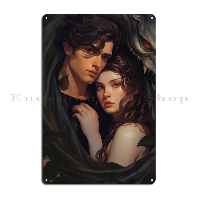 Violet And Xaden Fourth Wing Fan Art Violet Sorrengail Metal Plaque Poster Cinema Iron Designing Kitchen Create Tin Sign Poster