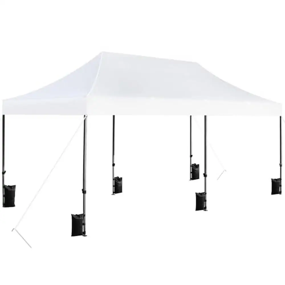 Outdoor Commercial Pop-Up Canopy Tent 10x20 ft Adjustable Heights Wedding Parties Shade Shelter with Roller Bag Carry Easy