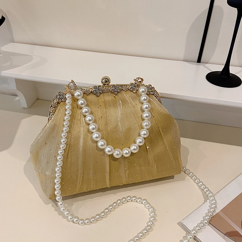 

2026 новый дизайн, изысканные сумки через плечо, расшитые бисером и бриллиантами, женские сумки с застежкой, высококачественные темпераментные сумки для вечеринок