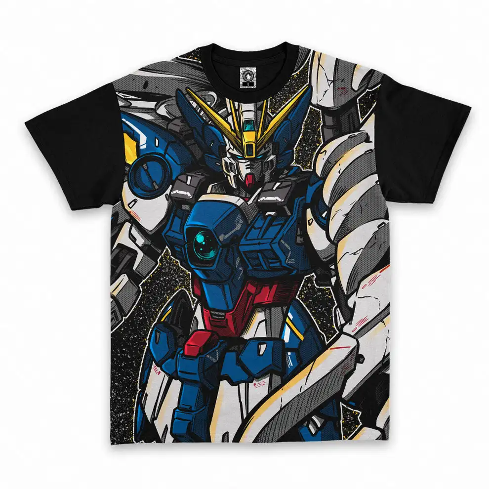Gundam Wing Zero Full Print Raglan T-shirt Anime Mecha Graphic Tee Unisex Harajuku Robot Summer Short Sleeve Tops