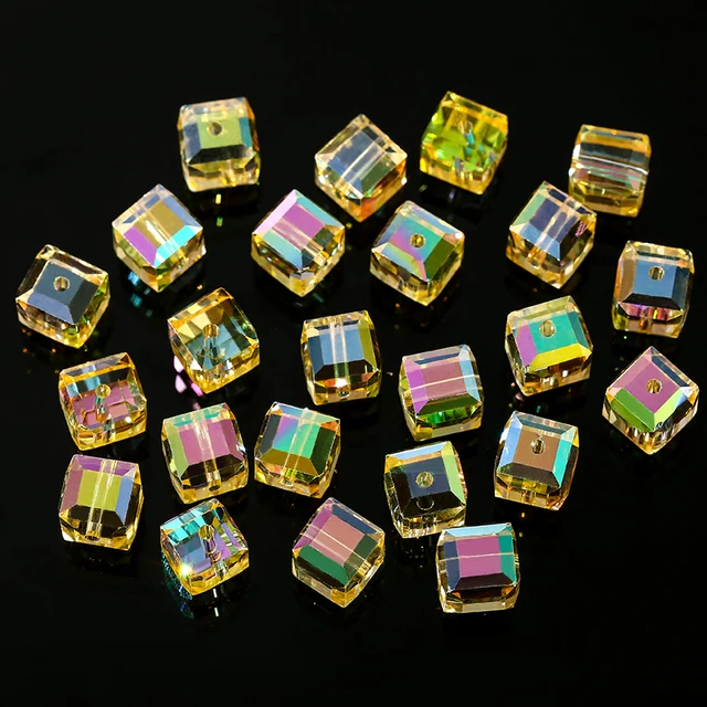 50/100 Stück 4/6/8mm Kristallperlen AB Bunte Würfel Österreichische Perlen für Schmuckherstellung Glasperlen DIY Armband Ohrringe Halskette