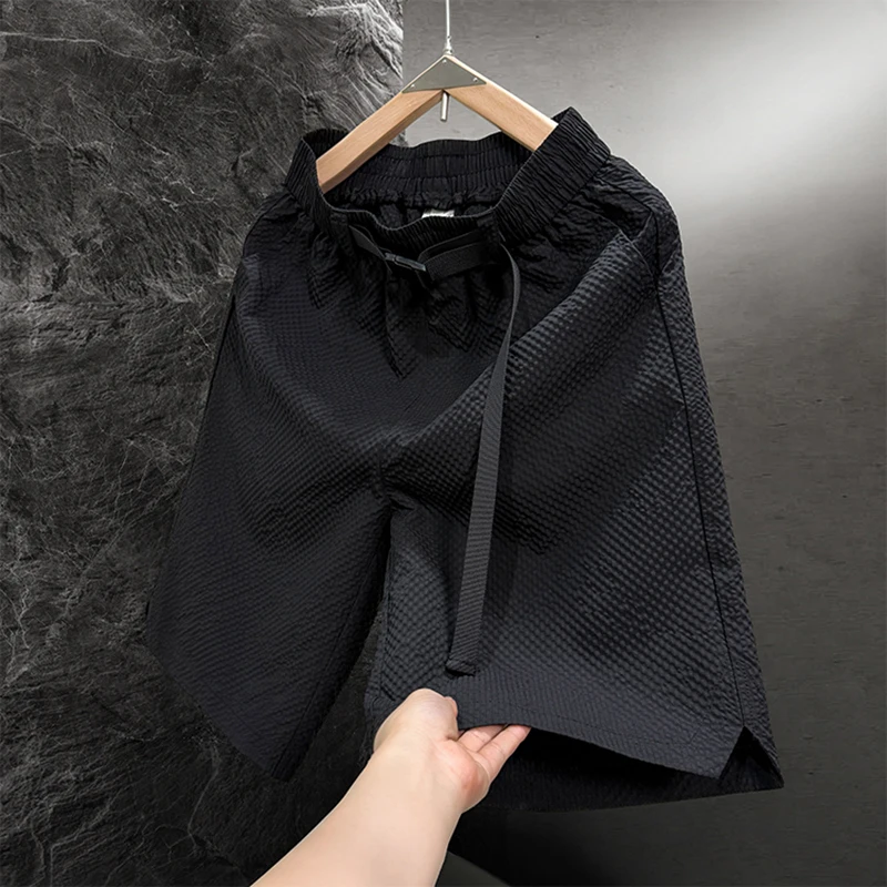 

Men's summer chiffon waistband with adjustable plus size Hong Kong style shorts for travel and hanging style trousers