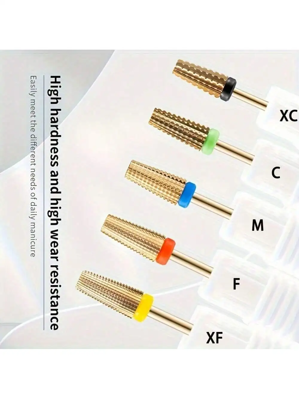 1/5個のタングステン鋼ネイルドリルビットセット - 金メッキラインストーン、2.35mmユニバーサルシャンク。 プロのネイルケア/フットケアツール