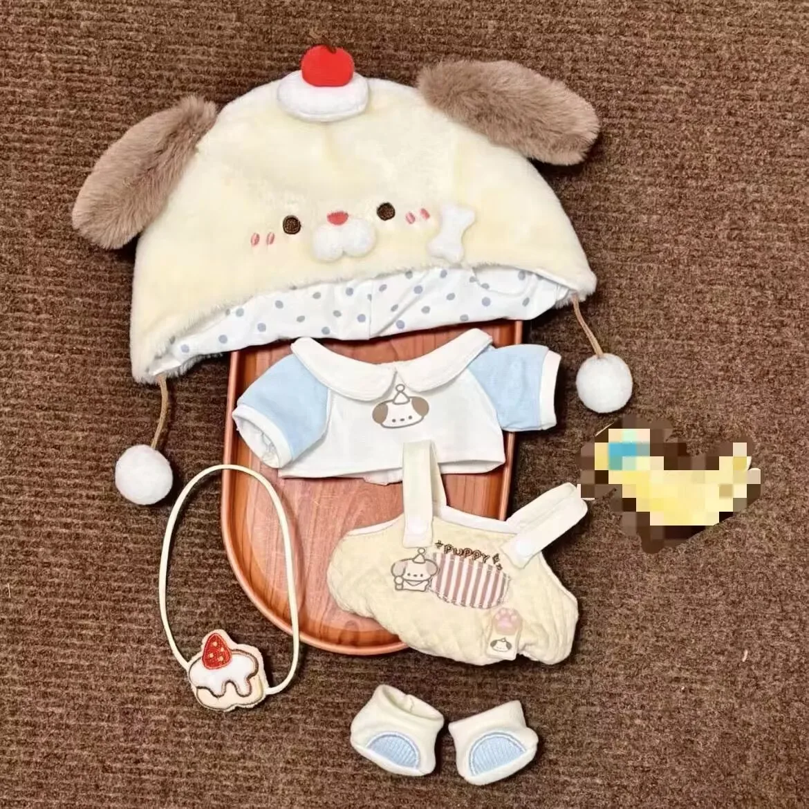 10cm / 20cm コットン製ドール「パピーケーキ」ドレスセット、キュートなドールドレスアクセサリー、カジュアルスポーツウェア、ぬいぐるみ着せ替え服