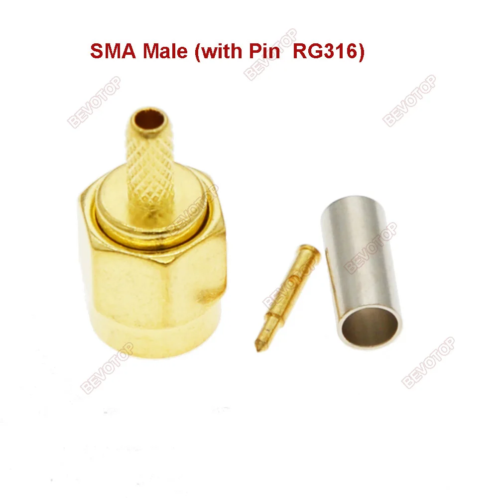 100pcs/lot SMA Male/Female Or RP-SMA Male/Female Center Nut Bulkhead Crimp RG174 RG316 LMR100 RF Connector Gold Plated 50 Ohm image 2