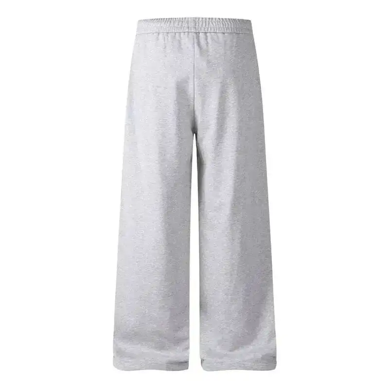 Multi-Button Elastic Waist Men's Casual Pants Grey Loose Fit Draped Wide-Leg Trousers Fashion New Bottoms SKC0