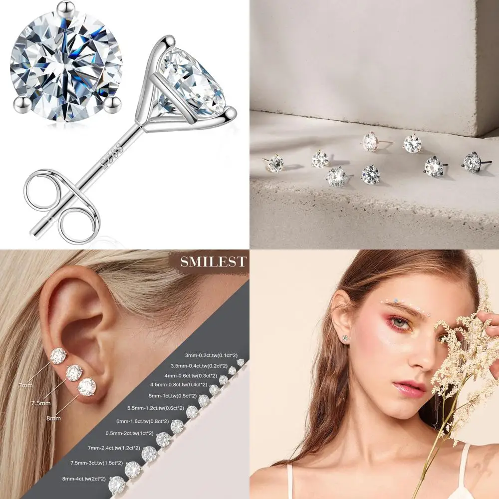 أقراط مويسانيتي 0.2-4CT D اللون VVS1 وضوح مختبر مكون 14K الذهب النساء الرجال المجوهرات ، مارتيني نمط هدايا الخطوبة