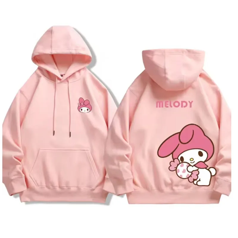 Miniso Melody Kuromi Jersey Sudadera con capucha para mujer Precioso motivo de dibujos animados Mezcla de algodón suave Traje de moda para adolescentes Fashionistas