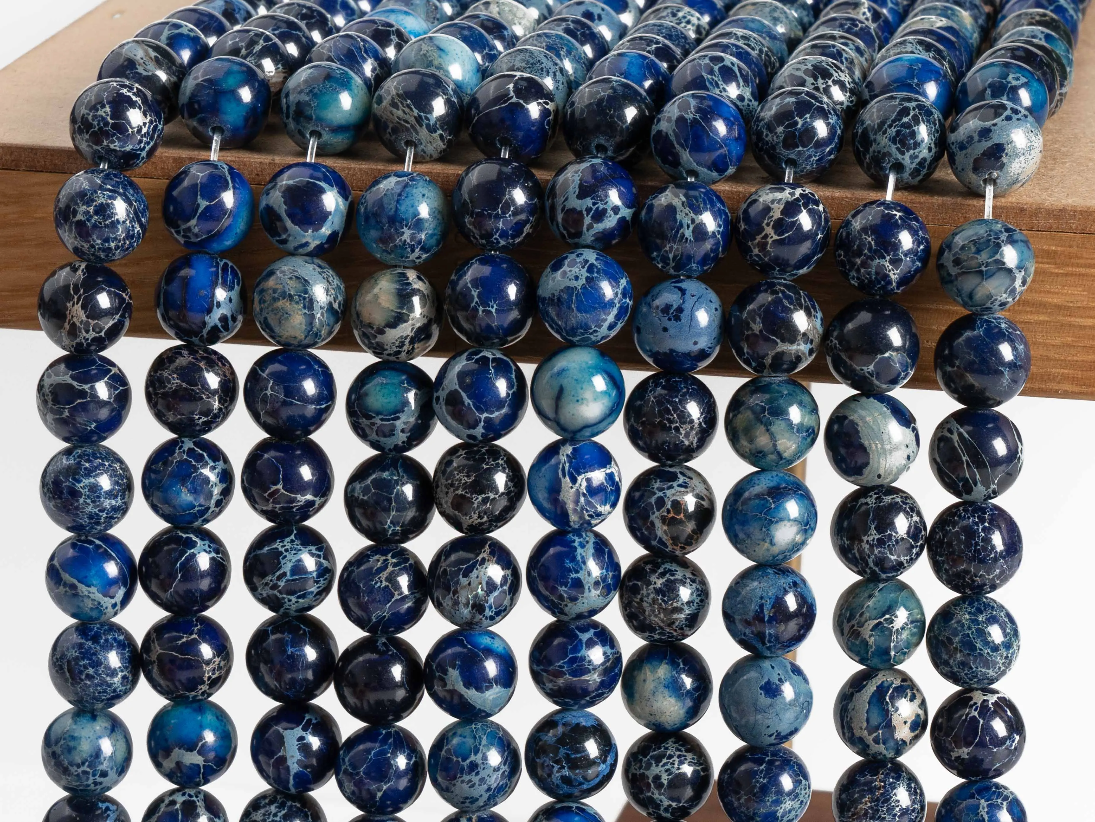 Natural stone Stormy Ocean Blue Sea Sediment Imperial Jasper Grade AAA Loose Beads Round Size Options 4~12mm for Jewelry Making