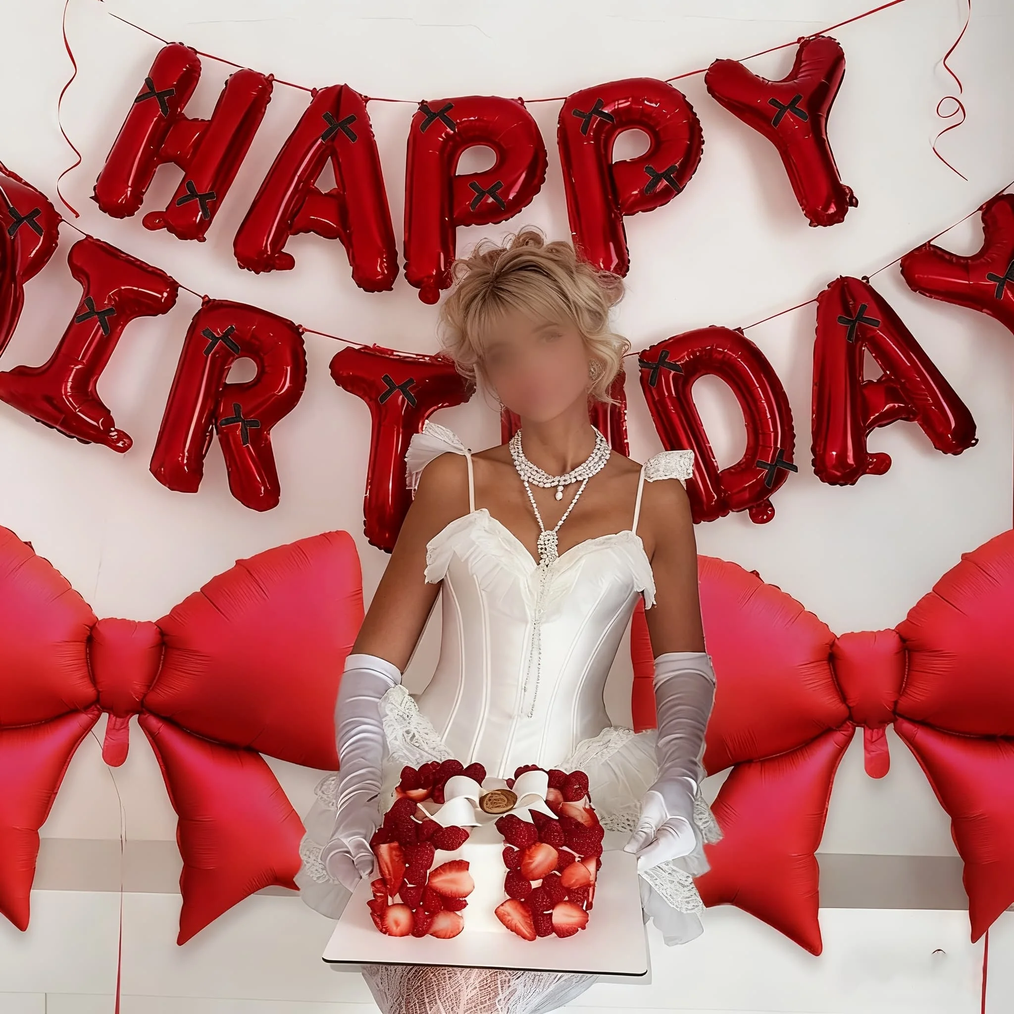 عيد ميلاد سعيد أحمر مع مجموعة بالونات ألومنيوم بفيونكة حمراء لتزيين حفلات أعياد الميلاد والمهرجانات والأنشطة الخارجية #2