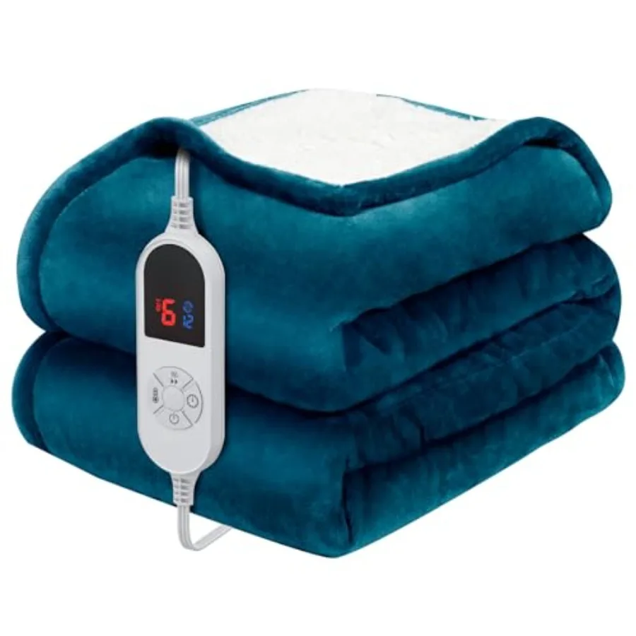 

Heated Blanket 62"x84" Electric Blanket Twin Size with 6 Heating Levels and 12-Hours Timer Flannel Sherpa Super Cozy with ETL C