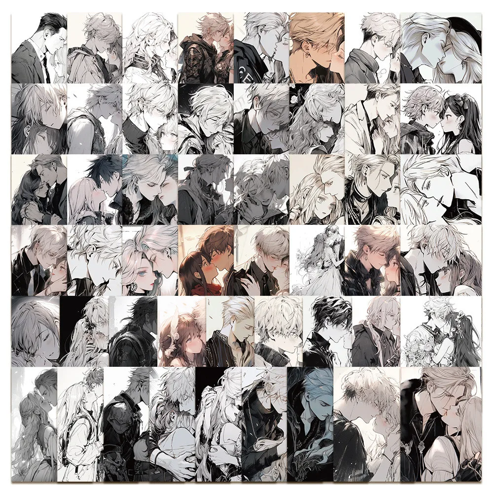 ملصقات صور تقبيل الزوجين المحبون مكونة من 50 قطعة - شارات زخرفية لأجهزة الكمبيوتر المحمولة وأجهزة الكمبيوتر المحمولة والمجلات وتسجيل متجر YourLife