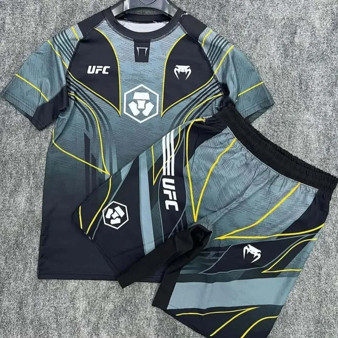 جديد UFC MAKHACHEV بطولة العالم للملاكمة المصارعة الملاكمة في الهواء الطلق المتطرفة الرياضة قصيرة الأكمام وقصيرة مجموعة السراويل القصيرة