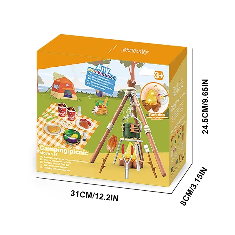 51 pçs simulado fogueira brinquedos de acampamento fingir jogar casa cozinha comida piquenique crianças role play conjunto crianças brinquedo educativo precoce