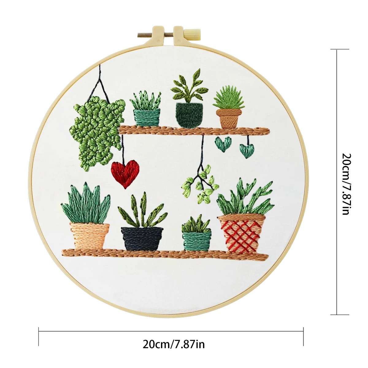 1 Stück 20X20CM/15X15CM 7,87/6,3 Zoll Topfpflanzen-Stickerei-Starter-Kit DIY-Kit DIY-Stickerei-Set Handarbeiten Malerei – Detail 3