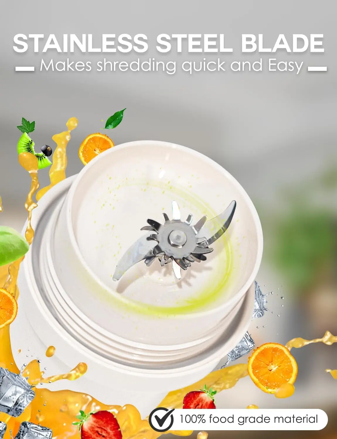 과일 및 채소용 진공 단열 블렌더 - 스테인리스 스틸 칼날이 있는 충전식 휴대용 블렌더