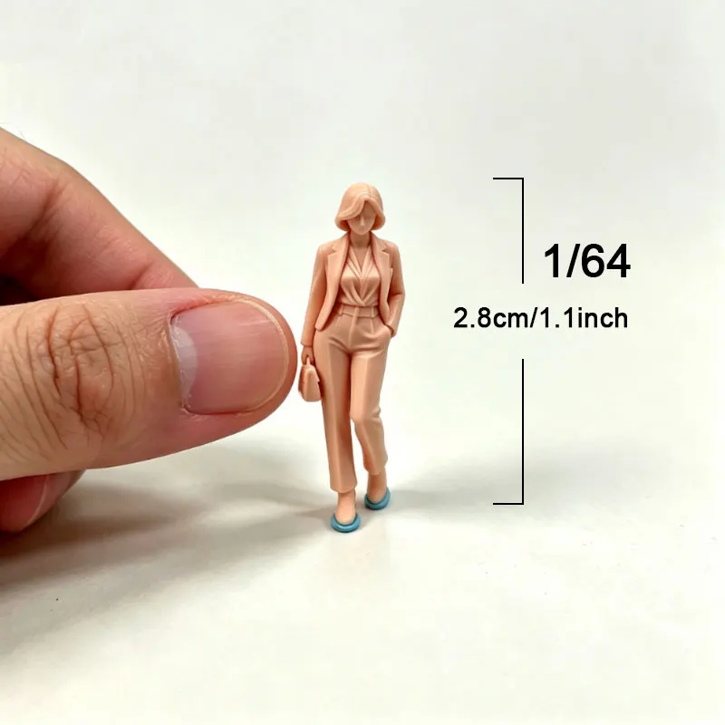 1:64 Unpainted Resin Business Woman Miniature Figure Model for Diorama Sand Table Car Scene DIY Painting Decoration 1486