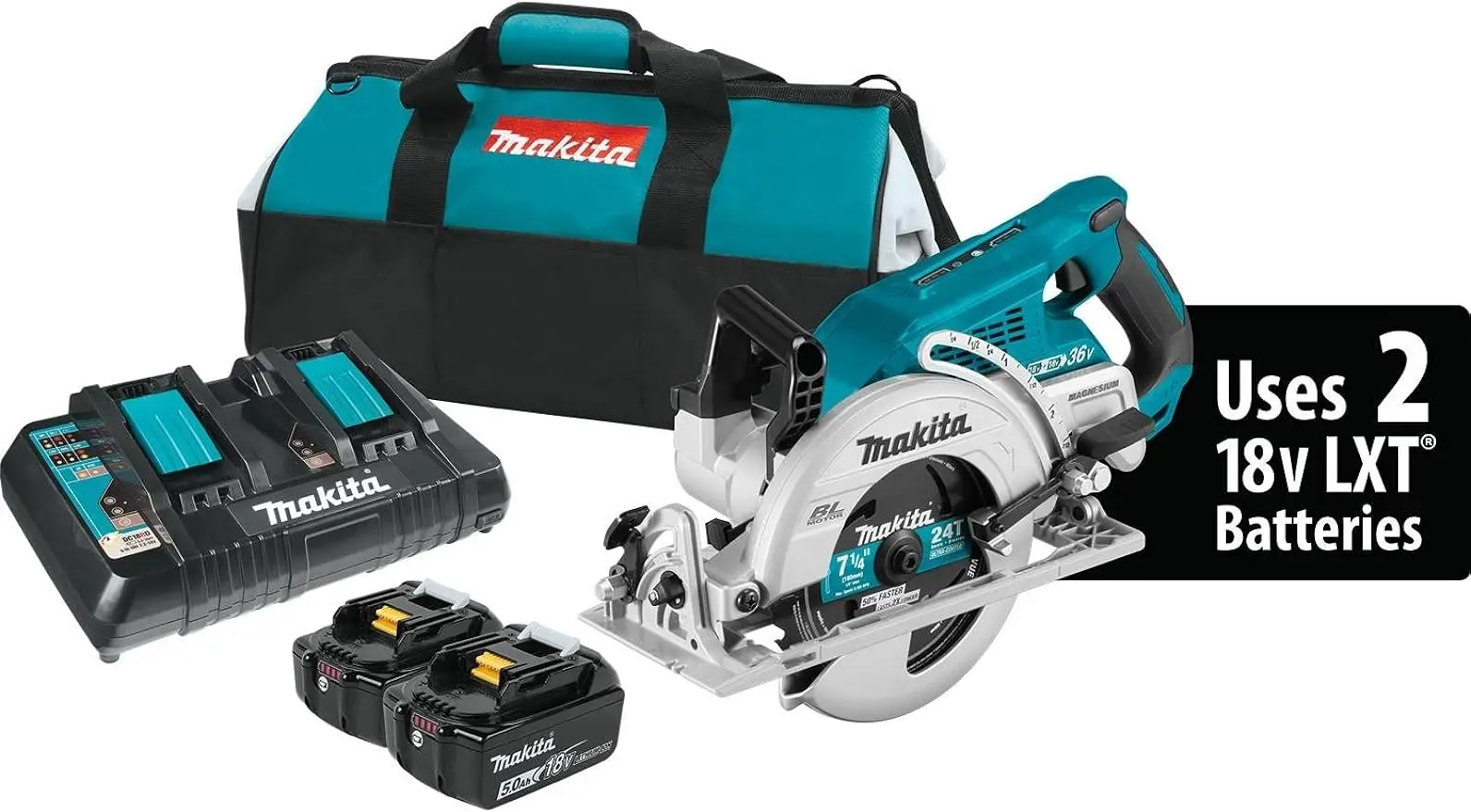 

Makita XSR01PT 36V (18V X2) LXT® Brushless Rear Handle 7-1/4" Circular Saw Kit (5.0Ah)