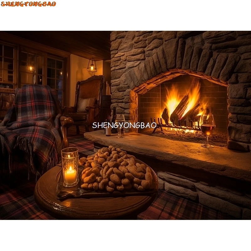 Vintage Old Tavern Barista Coffee Shop Bar Photography Backdrop Warm Medieval Inn Fantasy Retro Photo Studio Background LJG-02