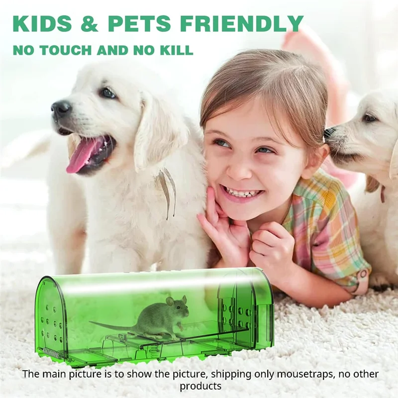 

Y51A-4 Pack Mouse Traps Humane Catch And Release, Live Mouse Trap No Kill, No Touch, Pet Safe Mice Trap For Home And Car Easy In