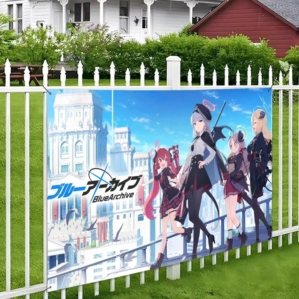 Anime B-Blue Archive Tsukatsuki Rio Flags Wall Hanging Tapestry Outdoor Decorative flag Background Blanket