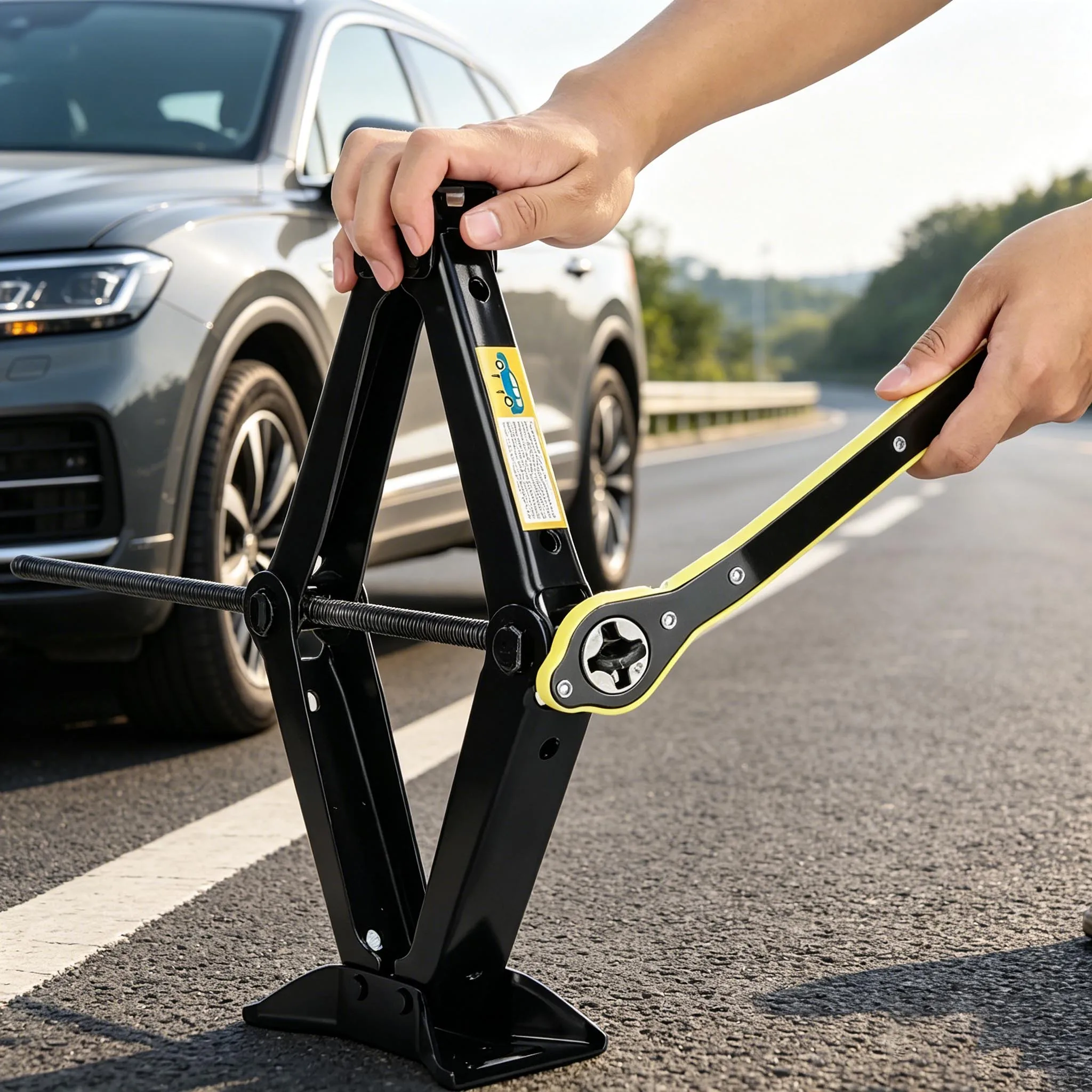 

1.5T Manual Lift Car Jack Foldable with Labor-saving Ratchet Wrench Auto Repair Lifting Tool for Vehicle Maintenance