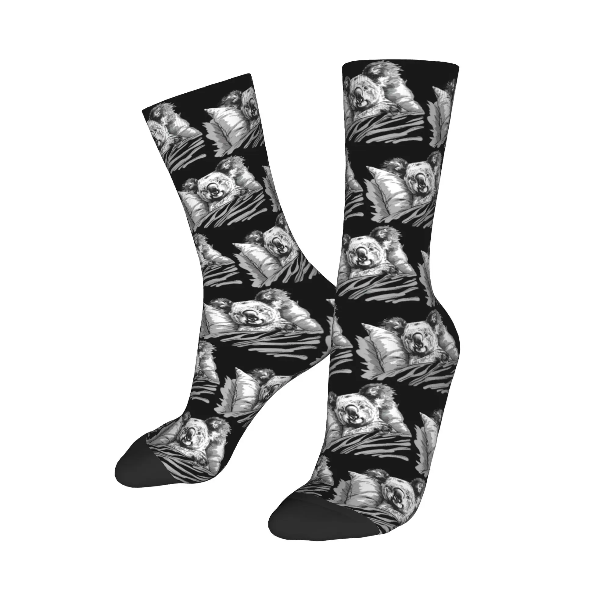 Colorful Cute Lazy Koala Bear Napping Dress Soccer Socks  Polyester Long Socks for Unisex Non-slip