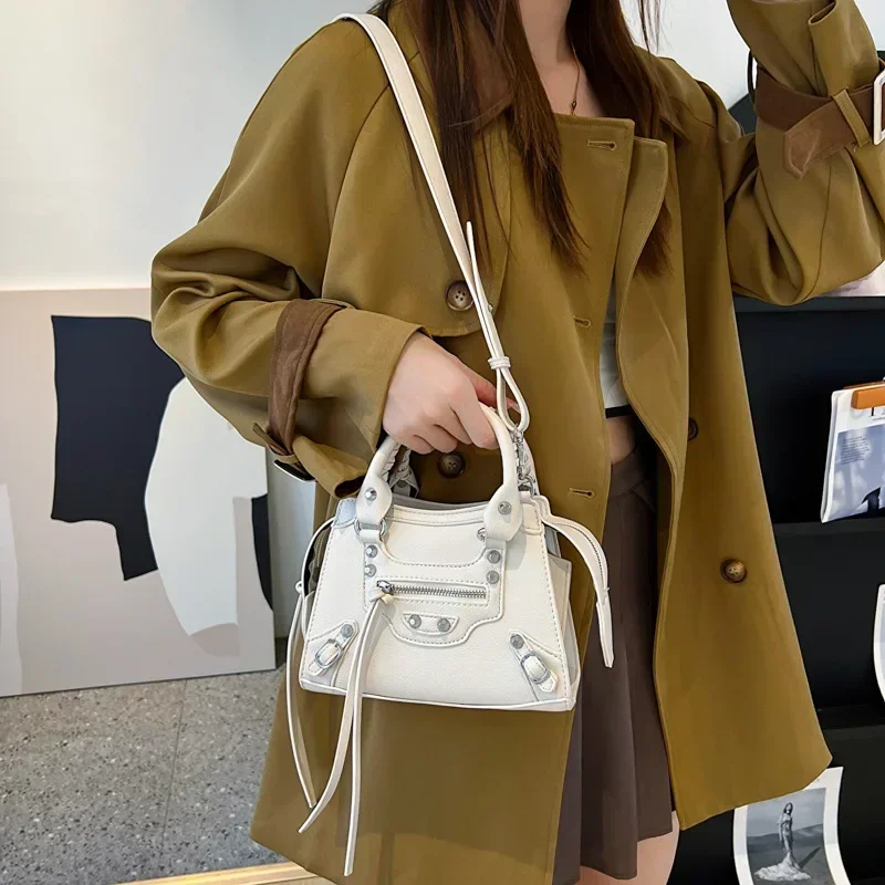 2024 Trendy New Women\'s Bags Western Style Rivet Motorcycle Bags Retro Fashion Shoulder Versatile Crossbody Women\'s Bags