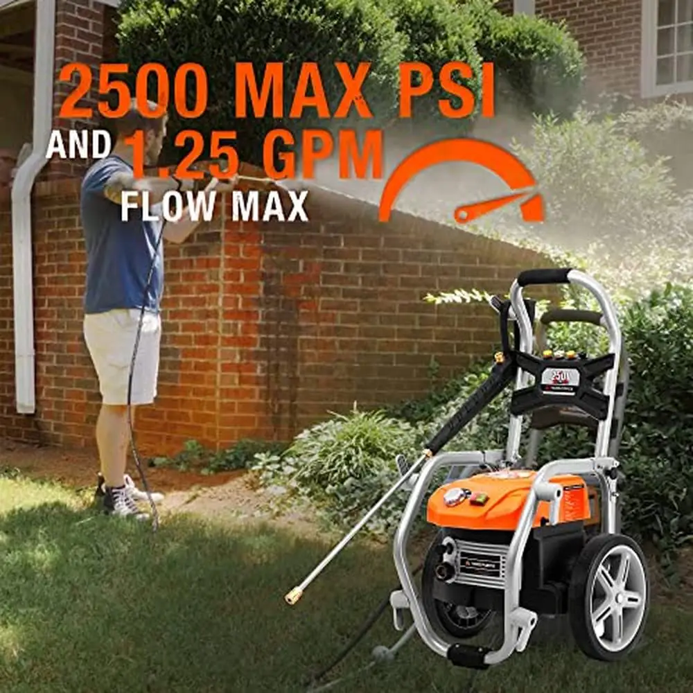 TruBrushless Electric Power Washer 2500 PSI 1.3 GPM Digital Controller & Brushless Motor Portable 20 Cleaning Methods Roll Cage