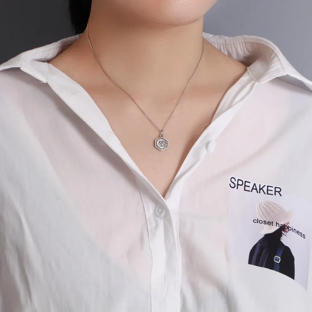 TrustDavis Fashion Real 925 Sterling Thai Silver 2022 Sweet Hexagram Moon Charm Pendant Handmade DIY Accessories Jewelry DZ504