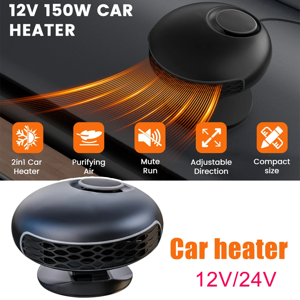 12V 24V Car Heater Fan Electric Heater Auto Warmer Defroster Demister Portable Fast Heating Low Energy Plug and Play