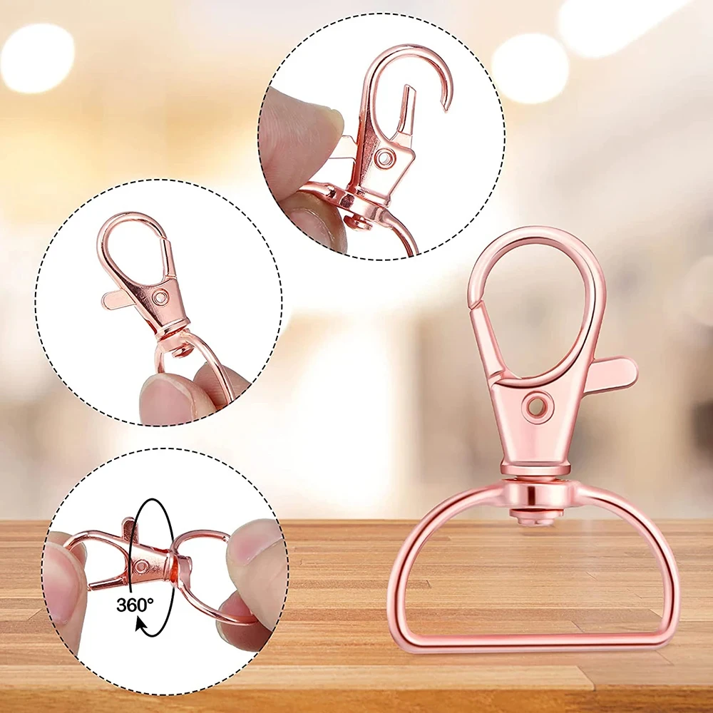 10Pcs Swivel Clasps Snap Hooks D Rings Lanyard Snap Hooks Keychain Clip Hook Metal Lobster Claw Clasp for Keychain Making Purse