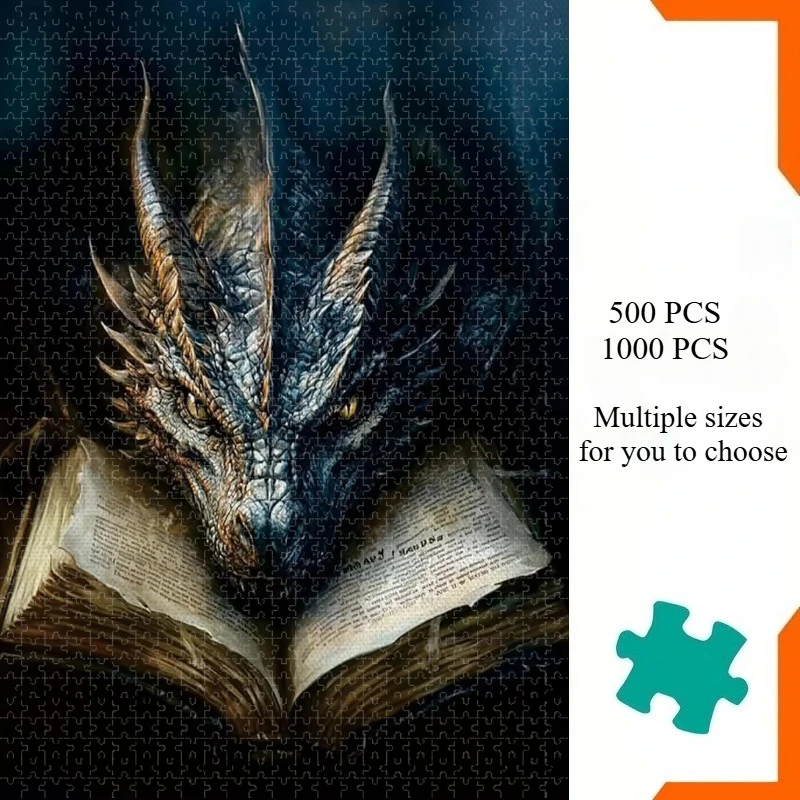 1000/500 PCS Jigsaw Puzzles Fantasy Dragon Ancient Book Home Decor Games Landscape Puzzles Educational Toys Birthday Gifts