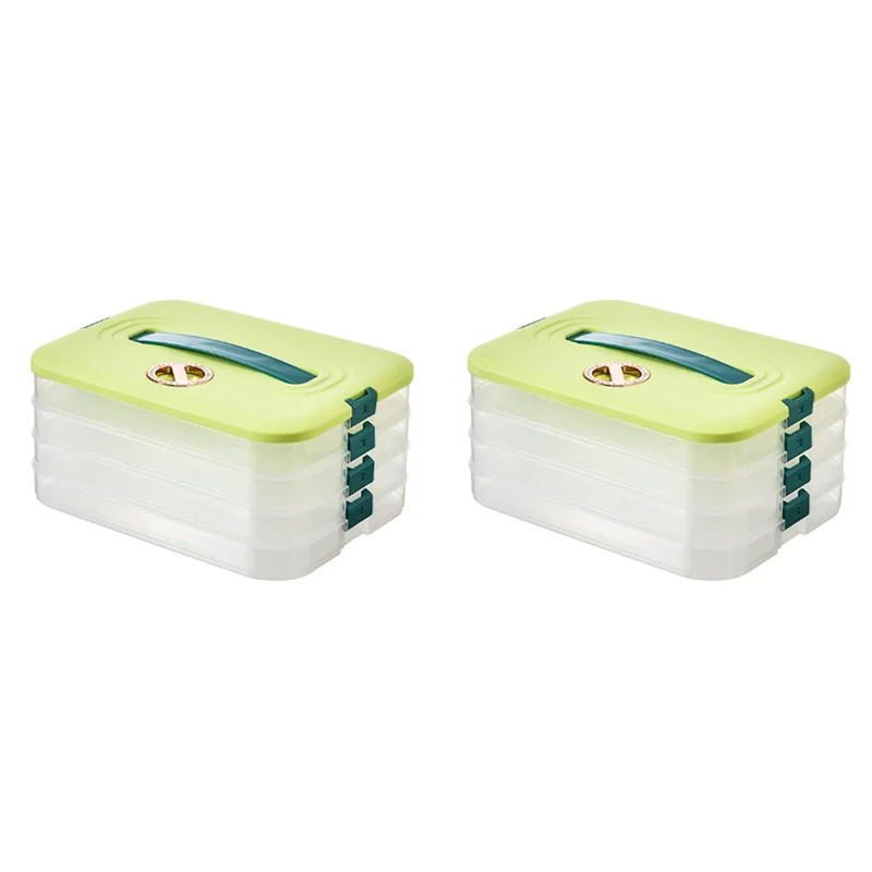 

AT21-8X Dumplings Box Storage Box Refrigerator Dumpling Freezing Multi-Layer Freeze Quick-Freeze Dumpling Box Green