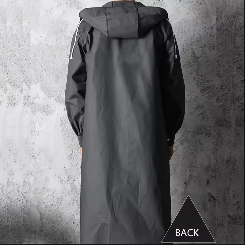 Preto moda adulto impermeável longo capa de chuva mulheres homens casaco de chuva com capuz para ao ar livre