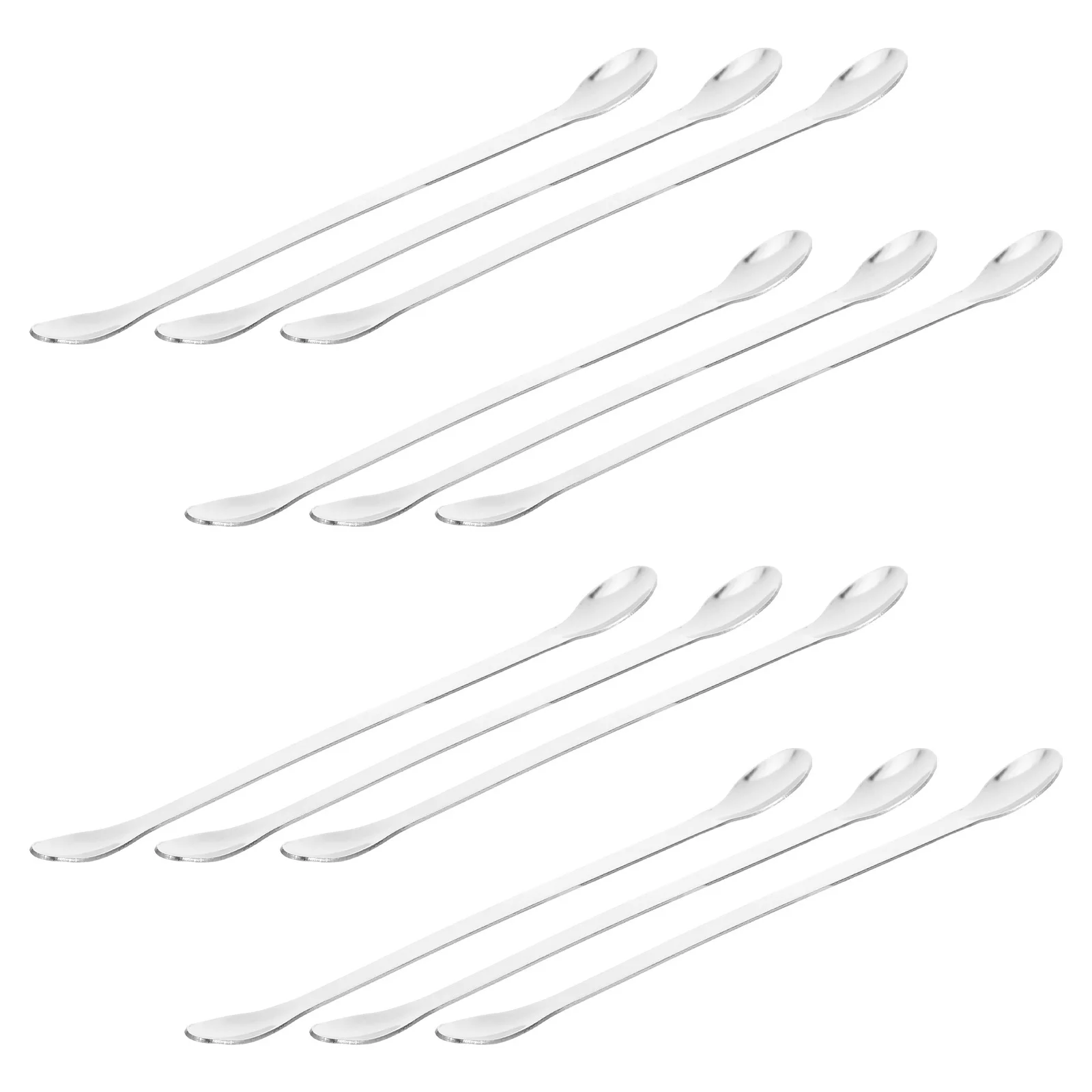 12 Pcs Lab Measuring Tools Metal Spatula Mixing Spoon Stir Silver Laboratory Stirring Spoons