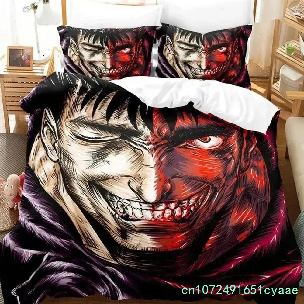 3D Print Anime Berserk Bedding Set For Bedroom Soft Modern Bedspreads Comefortable Kids Duvet Cover Quilt Cover And Pillowcase